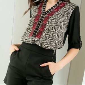 Last one! NWT  THML 3/4 Sleeve Embroidered Top